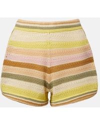 Zimmermann - Indra Crochet Striped Cotton Shorts - Lyst