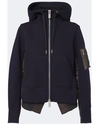 Sacai - Paneled Cotton-Blend Zip-Up Hoodie - Lyst