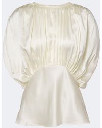 TOVE - Peta Draped Peplum Silk Satin Top - Lyst