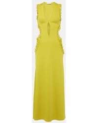Christopher Esber - Abito Midi Carina Con Cut-Out E Volant - Lyst