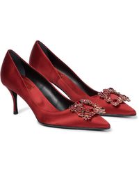 roger vivier flower strass buckle pumps in satin