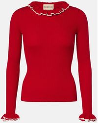 Valentino - Ruffled Virgin Wool Sweater - Lyst