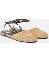Alaïa - Slingback-Ballerinas Aus Raffiabast Mit Leder - Lyst
