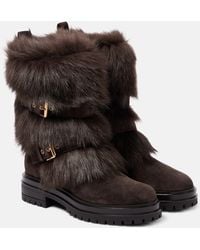 Gianvito Rossi - Maverick Shearling-Trimmed Suede Biker Boots - Lyst