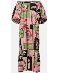 Adriana Degreas - Printed Off-Shoulder Cotton Maxi Dress - Lyst