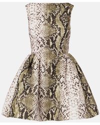 Oscar de la Renta - Snake-Print Faille Minidress - Lyst