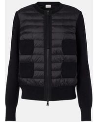 Moncler - Tricot Down-Paneled Virgin Wool Cardigan - Lyst