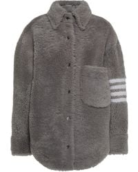 Thom Browne Shearling Shirt Jacket - Grey