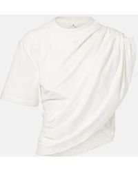 Courreges - Ruched Asymmetric Cotton Jersey T-Shirt - Lyst