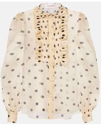 Valentino - Polka-Dot Silk Organza Blouse - Lyst