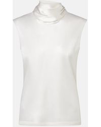 Bottega Veneta - Scarf-Detail Silk-Blend Satin Top - Lyst