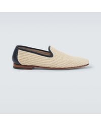 Manolo Blahnik - Slip-Ons Mario Aus Raffiabast Mit Leder - Lyst