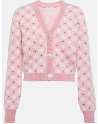 Alessandra Rich - Cardigan Cropped A Quadri - Lyst
