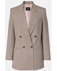 Etro - Checked Double-Breasted Wool-Blend Blazer - Lyst