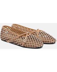 Mach & Mach - Sparkle Mesh Embellished Suede Ballet Flats - Lyst