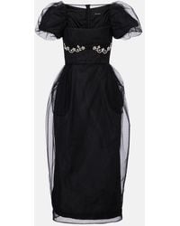 Simone Rocha - Embroidered Tulle Midi Dress - Lyst