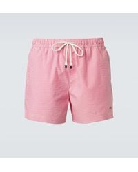 ZEGNA - Striped Seersucker Swim Trunks - Lyst