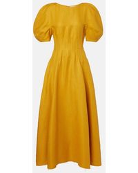 Gabriela Hearst - Ranya Puff-Sleeve Linen Twill Maxi Dress - Lyst