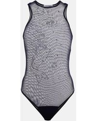 Jean Paul Gaultier - Embellished Printed Mesh Bodysuit - Lyst