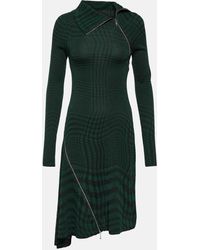 Burberry - Check Wool-blend Midi Dress - Lyst