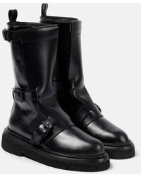 Max Mara - Buckles Leather Knee-high Boots - Lyst