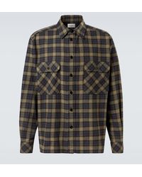 Saint Laurent - Checked Wool Overshirt - Lyst