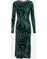 Diane von Furstenberg - Printed Fitted Midi Dress - Lyst