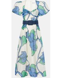 Rebecca Vallance - Robe Midi Ivy En Lin Et Soie A Fleurs - Lyst