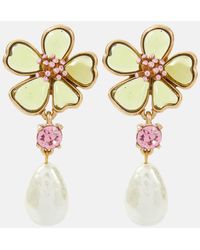 Oscar de la Renta - Floral Embellished Drop Earrings - Lyst