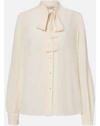 Valentino - Tie-Neck Silk Crepe De Chine Blouse - Lyst