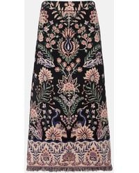 FARM Rio - Gonna Midi Marvelous Garden A Vita Alta Con Frange - Lyst