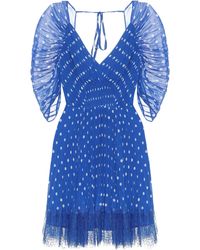 Self-Portrait Minikleid aus Chiffon - Blau