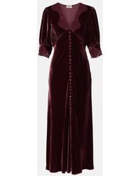 RIXO London - Simone Lace-Trimmed Velvet Midi Dress - Lyst