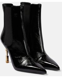 Balmain - Patent Leather Ankle Boots - Lyst