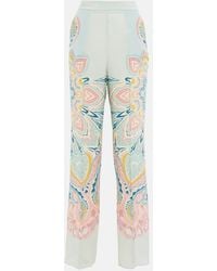 Etro - Pantalon A Taille Haute En Soie A Motif Cachemire - Lyst