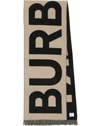 Burberry Logo Wool Scarf - Natural