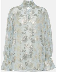 Nina Ricci - Floral Silk-blend Jacquard Blouse - Lyst