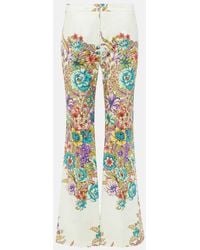 Etro - Floral Cotton-Blend Flared Pants - Lyst