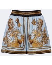 La DoubleJ - Pull-Up Printed Silk Twill Shorts - Lyst