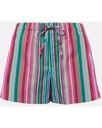 Valentino - Striped Cotton Poplin Shorts - Lyst