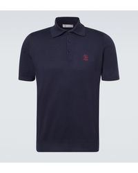 Brunello Cucinelli - Embroidered Cotton Pique Polo Shirt - Lyst