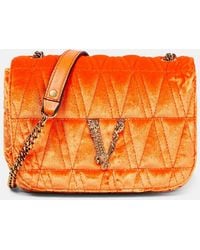 Versace - Virtus Small Velvet Shoulder Bag - Lyst