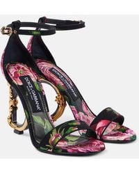 Dolce & Gabbana - Dg Floral Printed Leather Sandals - Lyst