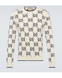 Gucci - Monogram-pattern Ribbed-trim Cotton Jumper - Lyst