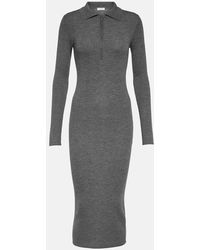 Brunello Cucinelli - Ribbed-knit Virgin Wool And Cashmere Midi Dress - Lyst
