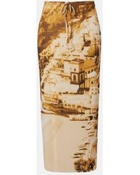 STAUD - Porta Printed Mesh Midi Skirt - Lyst