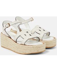Tod's - Kate Leather Espadrille Wedges - Lyst