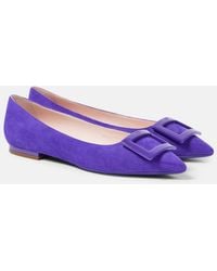 Roger Vivier - Gommettine Suede Ballet Flats - Lyst