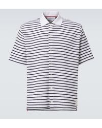 Thom Browne - Striped Waffle-Knit Cotton Polo Shirt - Lyst