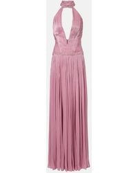 Costarellos - Juliette Halterneck Georgette Lame Gown - Lyst